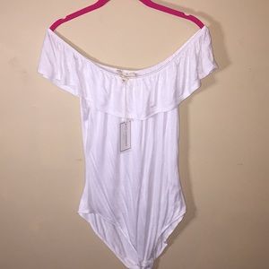 White off shoulder body suit NWT